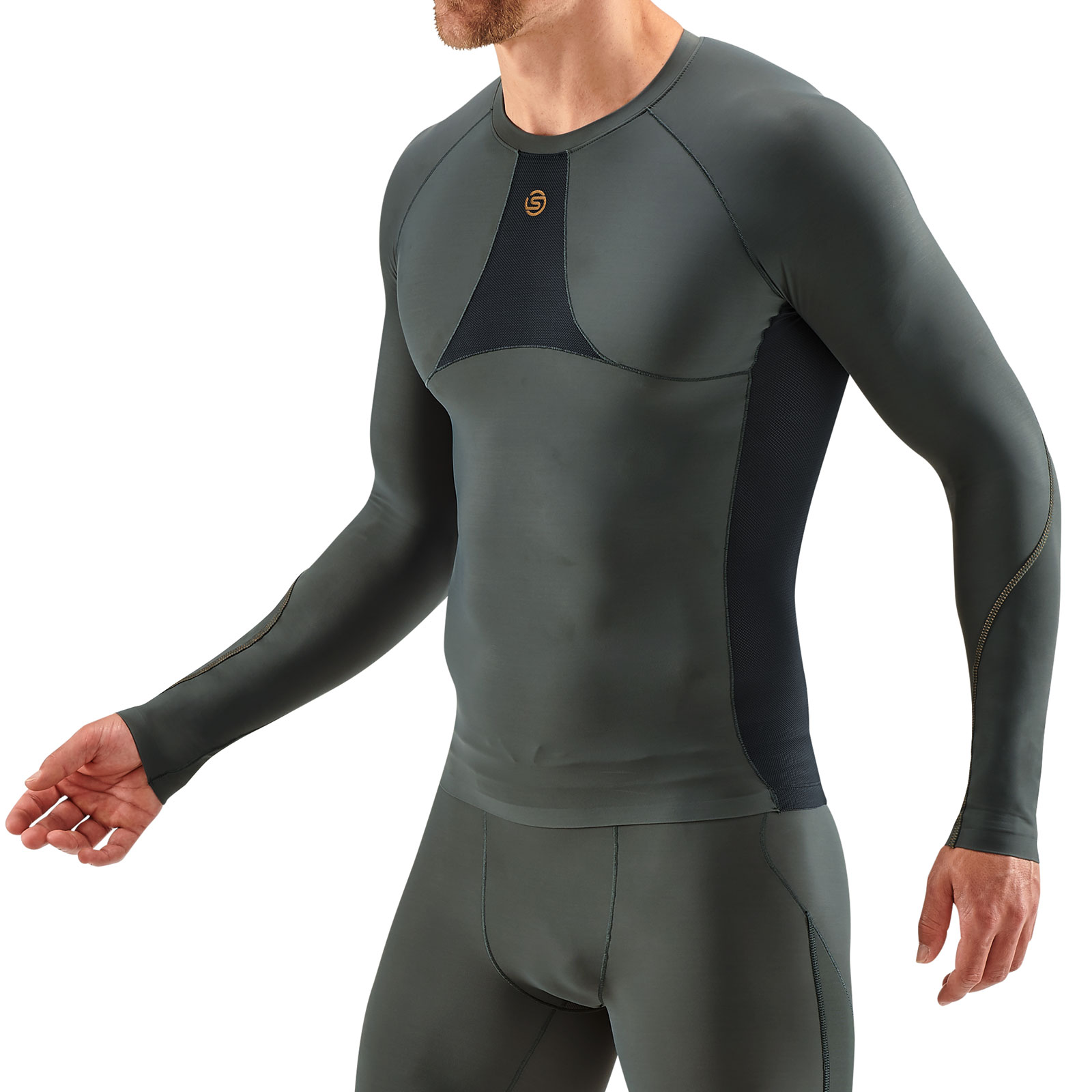 Skins A200 Long Sleeve Men's Compression Top - Black/Yellow, XS :  : Fashion